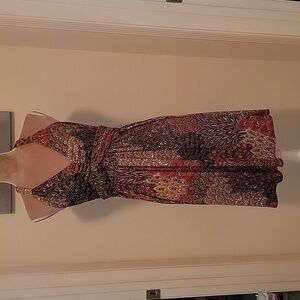 Muse Sleeveless Dress. Size 10, Gathered Waist, Paisley / Peacock Pattern, EUC!